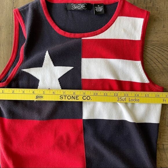 Crystal-Kobe 100% Cotton Stars and Stripes Sleeveless Sweater - Medium - Picture 5 of 6